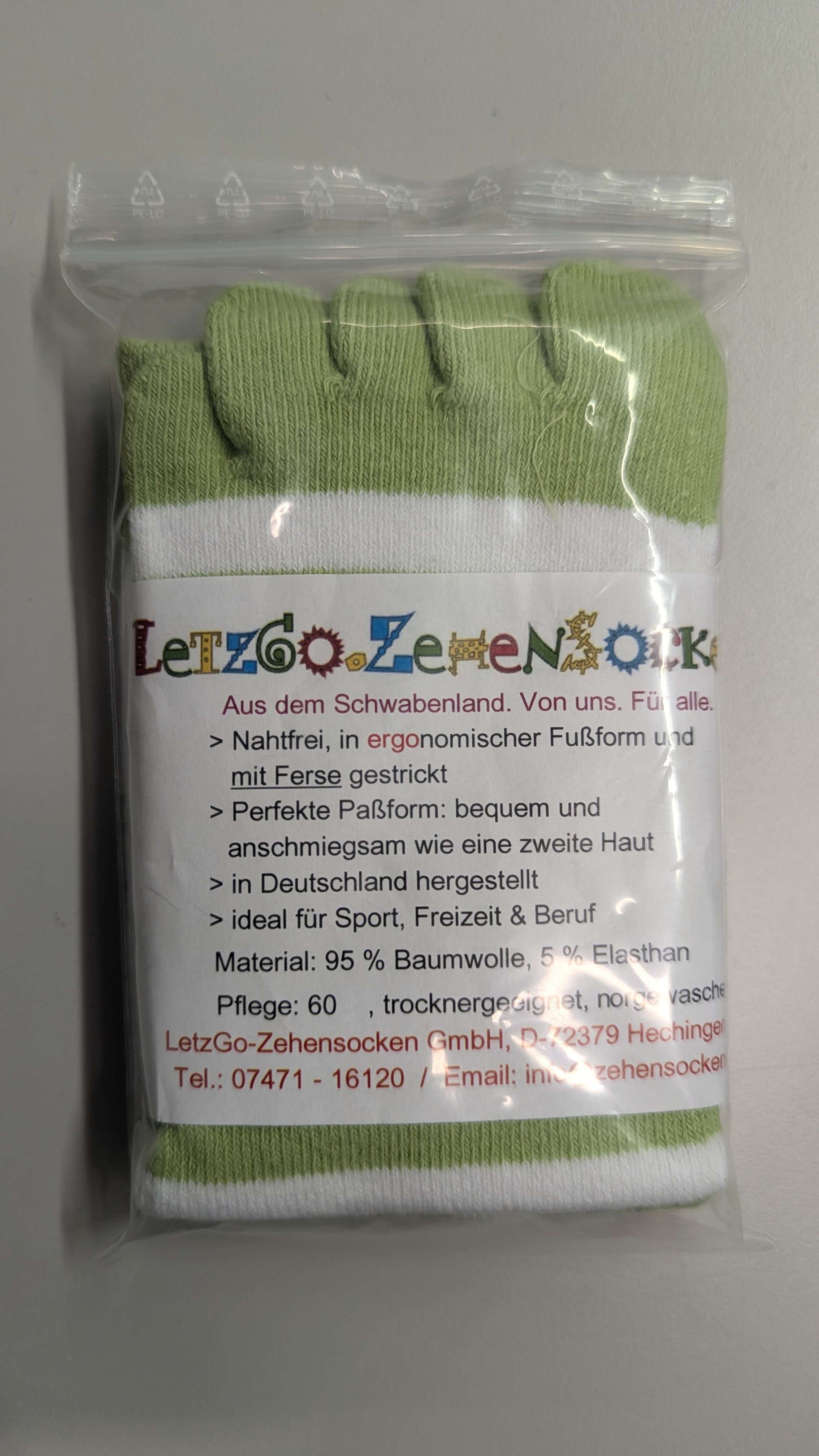 Zehensocken pistazie-weiß 35-41