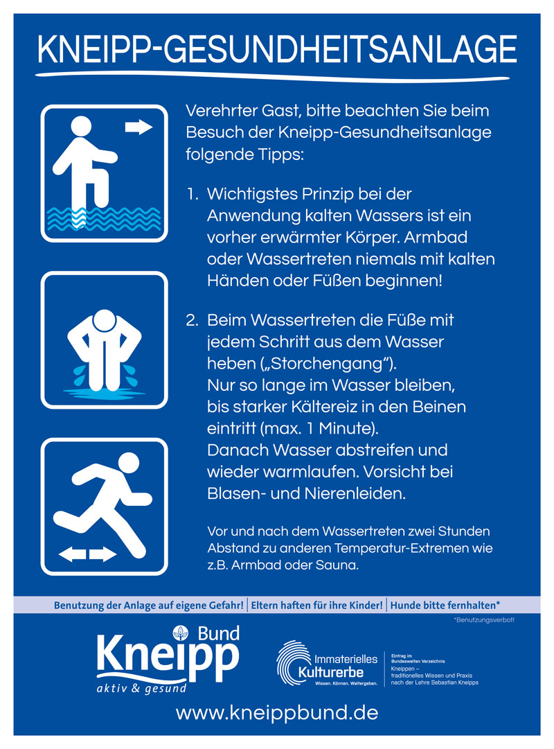 Benutzerhinweisschild "Wassertreten" mit Bildern